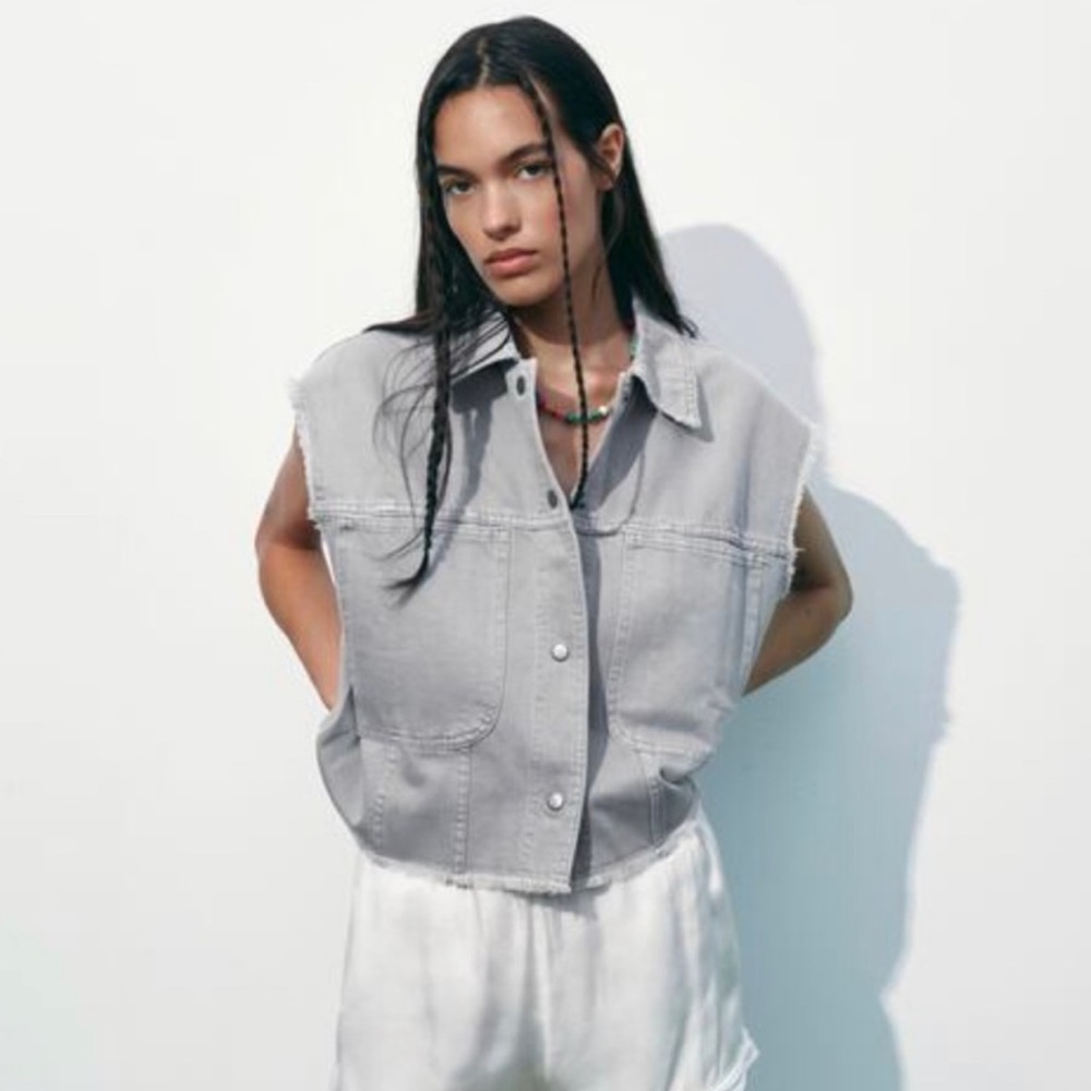 Zara Denim Pocket Vest M